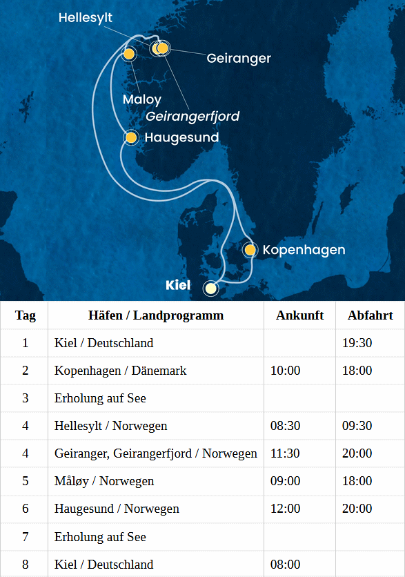 Costa Diadema vom 28.05.2027 bis 04.06.2027, Costa Diadema - Norwegen ab Kiel