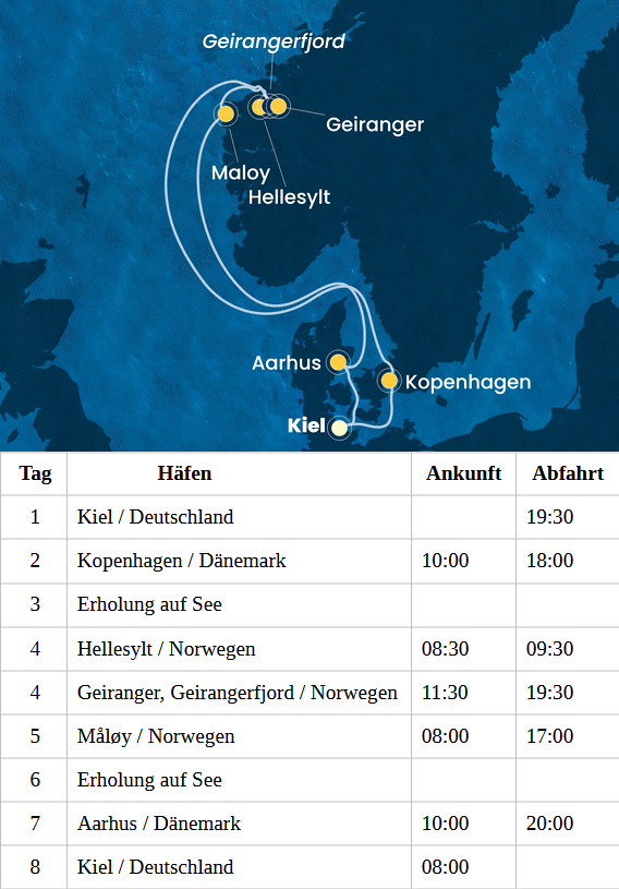 Costa Diadema vom 30.07.2027 bis 06.08.2027, Costa Diadema - Norwegen ab Kiel