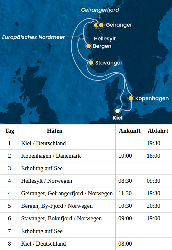 Costa Diadema vom 03.09.2027 bis 10.09.2027, Costa Diadema - Norwegen ab Kiel