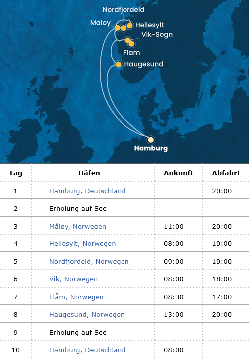 Schätze der Natur in Norwegen, Costa Favolosa vom 25.08.2026 bis 03.09.2026