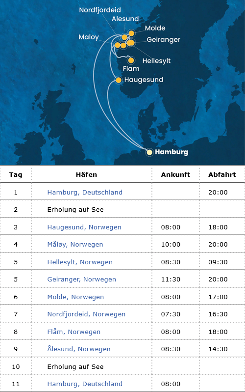 Sch&auml;tze der Natur in Norwegen, Costa Favolosa vom 31.05.2026 bis 10.06.2026