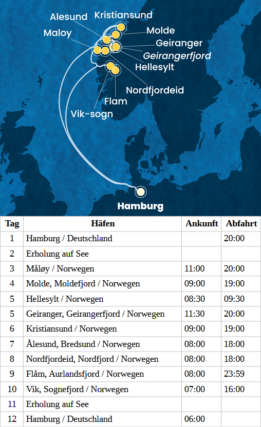 Costa Favolosa - Norwegen Fjorde ab Hamburg, Costa Favolosa vom 02.08.2027 bis 13.08.2027