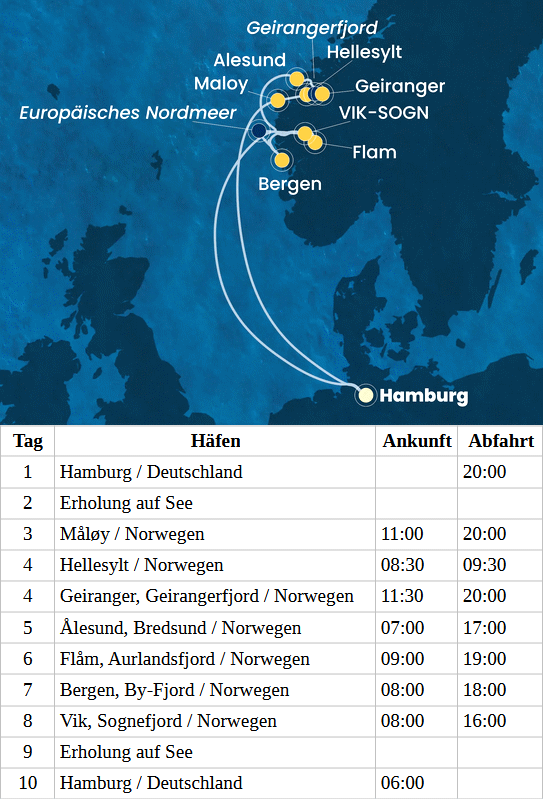 Costa Favolosa - Norwegen Fjorde ab Hamburg, Costa Favolosa vom 21.06.2027 bis 30.06.2027