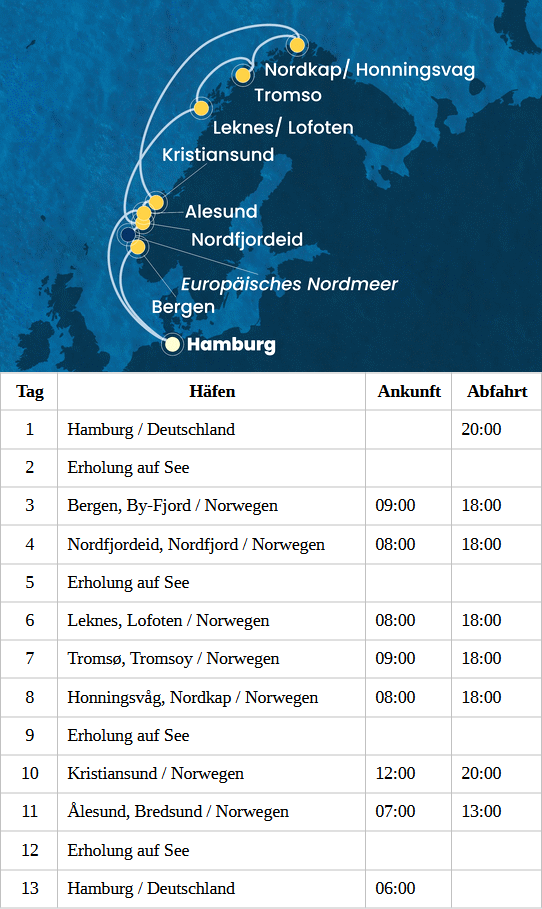 Costa Favolosa - Norwegen Fjorde und Nordkap ab Hamburg, Costa Favolosa vom 09.06.2027 bis 21.06.2027