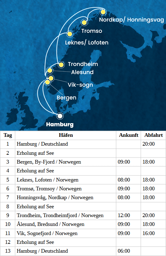Costa Favolosa - Norwegen mit Nordkap und Lofoten ab Hamburg, Costa Favolosa vom 21.07.2027 bis 02.08.2027