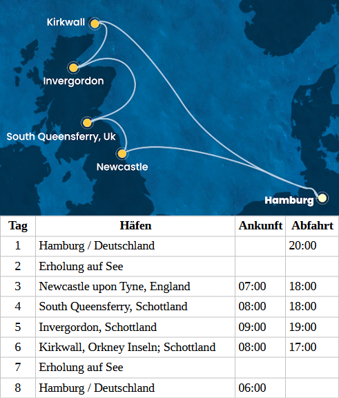 Costa Favolosa - Schottland ab Hamburg, Costa Favolosa vom 05.09.2027 bis 12.09.2027