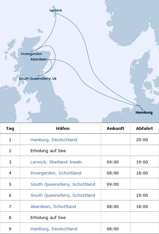 Schottland und Shetland, Costa Favolosa vom 08.09.2024 bis 16.09.2024