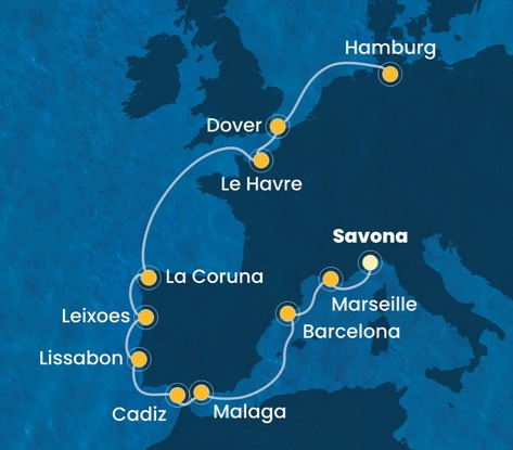 Westeuropa mit der Costa Favolosa vom 04.05.2026 bis 15.05.2026
