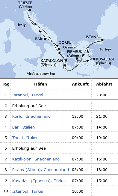 Mittelmeer ab Istanbul, MSC Fantasia von Mai bis Oktober 2025