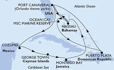 06.12.2025, 14.02.2026 & 14.03.2026, MSC Grandiosa Kreuzfahrten - Karibik und Antillen