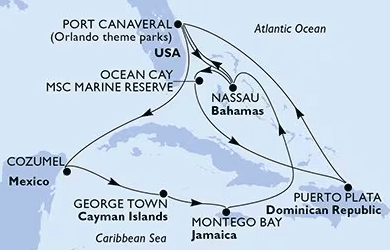 Karibik ab Port Canaveral mit MSC Grandiosa am 21.02.2026 und 21.03.2026