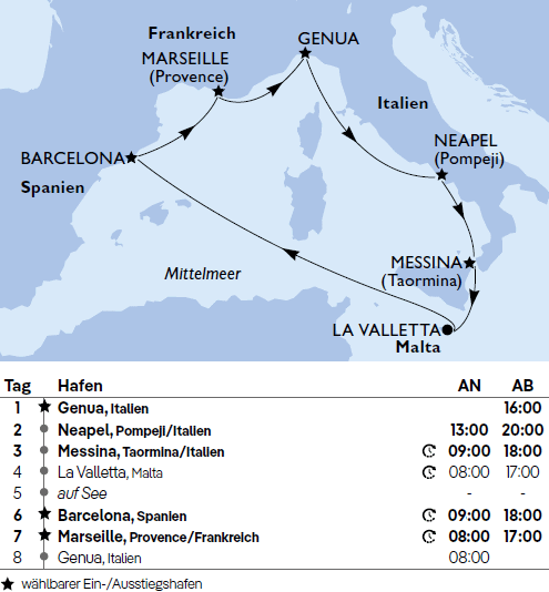 Mittelmeer ab Genua, MSC Magnifica am 08.11.2026, 15.11.2026, 22.11.2026 und 29.11.2026