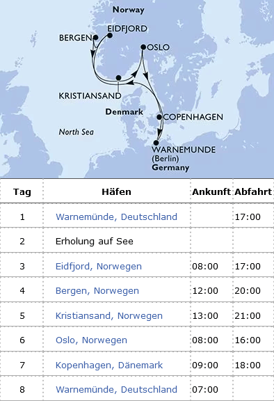 MSC Magnifica - Norwegen ab Warnem&uuml;nde, MSC Magnifica vom 09.08.2026 bis 16.08.2026