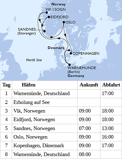 MSC Magnifica vom 12.09.2027 bis 19.09.2027, MSC Magnifica - Norwegen ab Warnem&uuml;nde