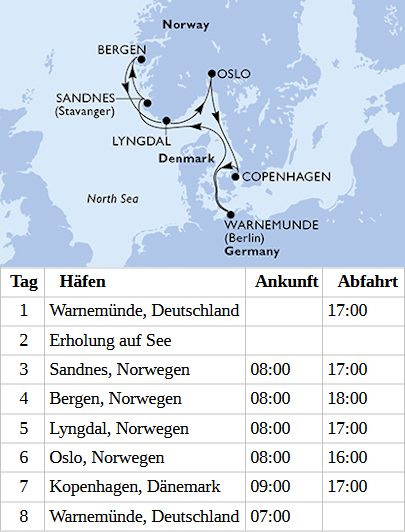 MSC Magnifica vom 18.07.2027 bis 25.07.2027, MSC Magnifica - Norwegen ab Warnem&uuml;nde