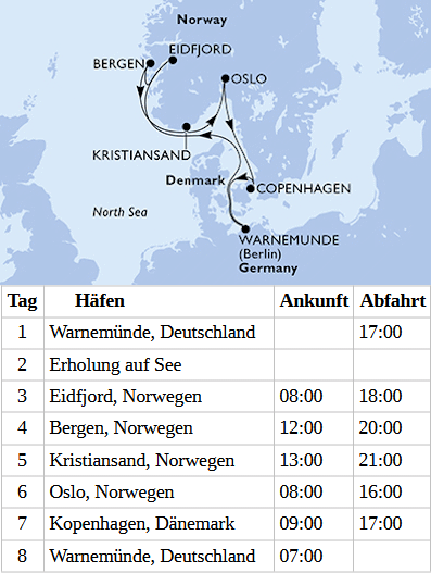 MSC Magnifica vom 29.08.2027 bis 05.09.2027, MSC Magnifica - Norwegen ab Warnem&uuml;nde