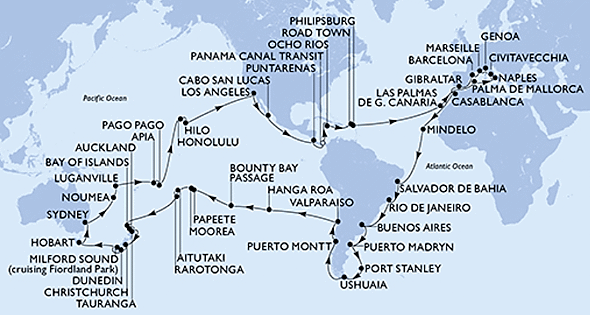 Weltreise, MSC Magnifica vom 26.12.2026 bis 05.01.2027