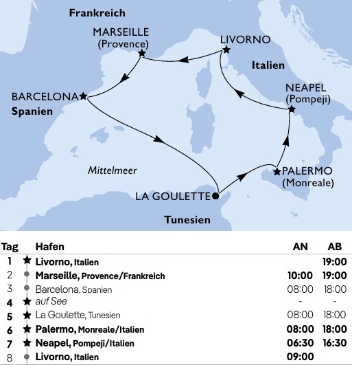 MSC Meraviglia - Mittelmeer ab Livorno, MSC Meraviglia von Mai bis Oktober 2026