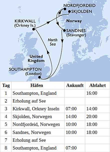 Schottland und Norwegen, MSC Meraviglia vom 05.06.2027 bis 12.06.2027