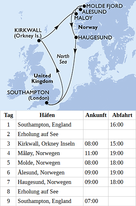 Schottland und Norwegen, MSC Meraviglia am 26.06.2027