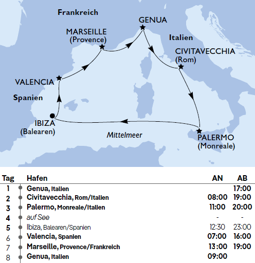 Mittelmeer - 7 N&auml;chte mit MSC Musica vom 17. April bis 30. Oktober 2027, MSC Musica Kreuzfahrten ab/bis Genua