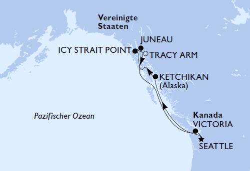 Alaska ab Seattle, MSC Poesia von Mai bis September 2026