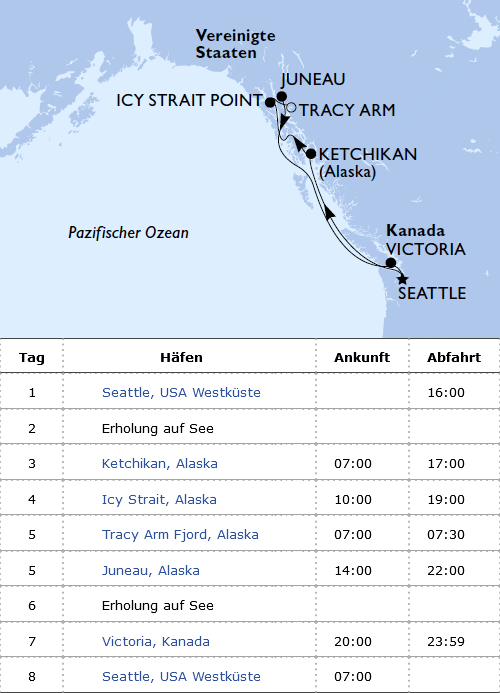 Alaska ab Seattle, MSC Poesia von Mai bis September 2027