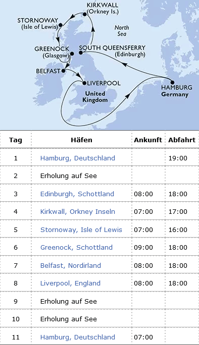 Gro&szlig;britannien, MSC Preziosa vom 24.09.2026 bis 04.10.2026