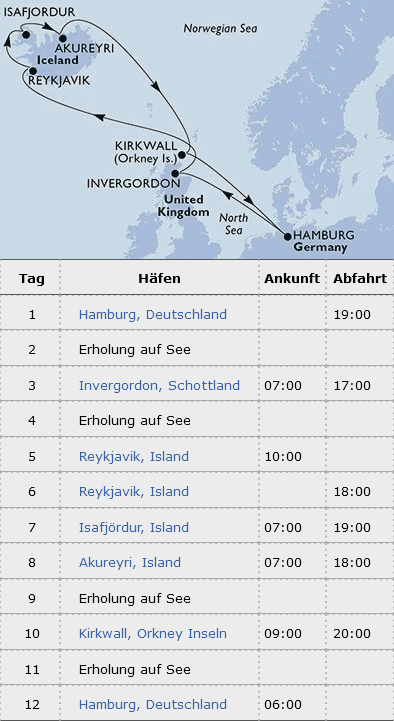 Island und Schottland, MSC Preziosa vom 23.08.2026 bis 03.09.2026
