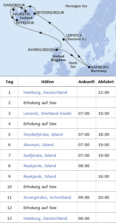 Island und Schottland, MSC Preziosa vom 28.07.2026 bis 09.08.2026