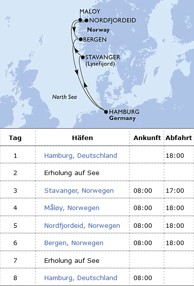 Norwegen, MSC Preziosa vom 04.10.2026 bis 11.10.2026