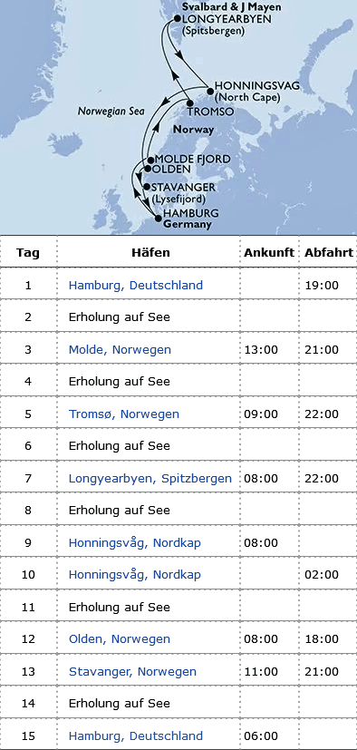 Spitzbergen und Norwegen mit Nordkap, MSC Preziosa vom 09.08.2026 bis 23.08.2026