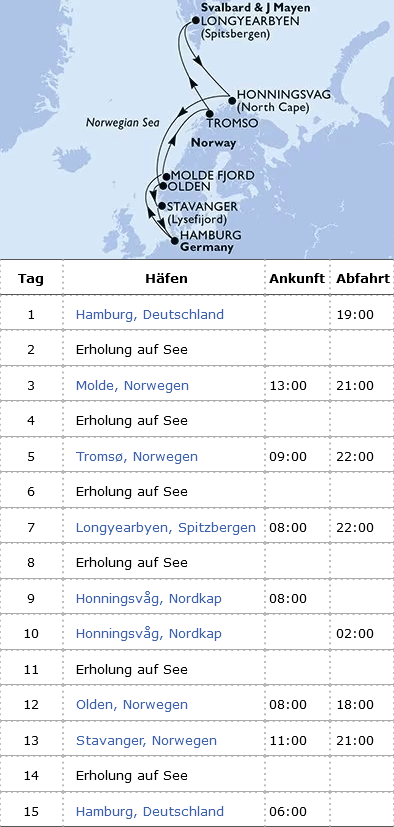 Spitzbergen und Norwegen mit Nordkap, MSC Preziosa vom 22.06.2026 bis 06.07.2026