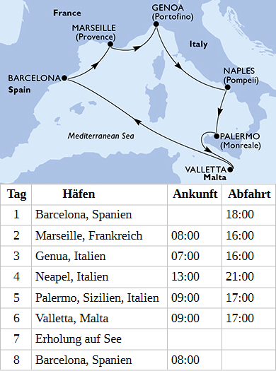 Mittelmeer ab Barcelona, MSC Seaview von M&auml;rz bis Dezember 2027 je 1 Woche
