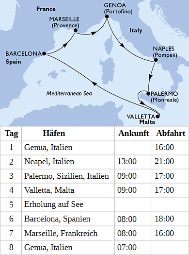 Mittelmeer ab Genua, MSC Seaview von M&auml;rz bis Dezember 2027 je 1 Woche