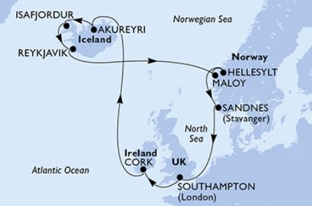 MSC Virtuosa vom 06.06.2026 bis 20.06.2026 -Irland, Island und Norwegen