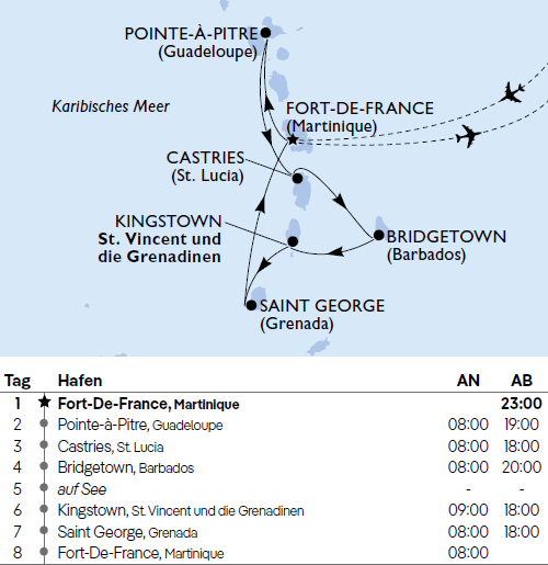 1 Woche Karibik mit Barbados, MSC Virtuosa von Dezember 2025 bis M&auml;rz 2026, Kreuzfahrt MSC Virtuosa ab/bis Martinique