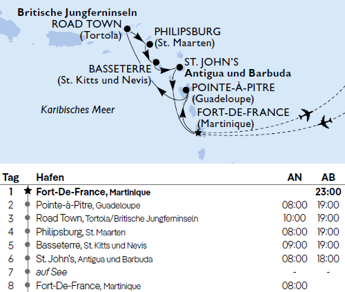 1 Woche Karibik mit St. Maarten, MSC Virtuosa von Dezember 2025 bis März 2026, Kreuzfahrt MSC Virtuosa ab/bis Martinique