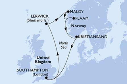 MSC Virtuosa vom 18.07.2026 bis 25.07.2026 - Shetland Inseln und Norwegen