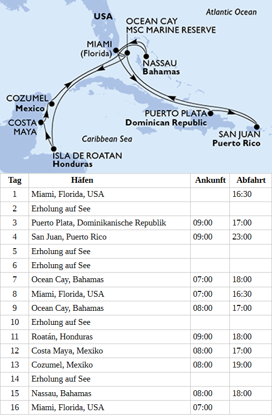 MSC World America - Karibik ab Miami - 15 N&auml;chte, MSC World America vom 24.12.2027 bis 08.01.2028