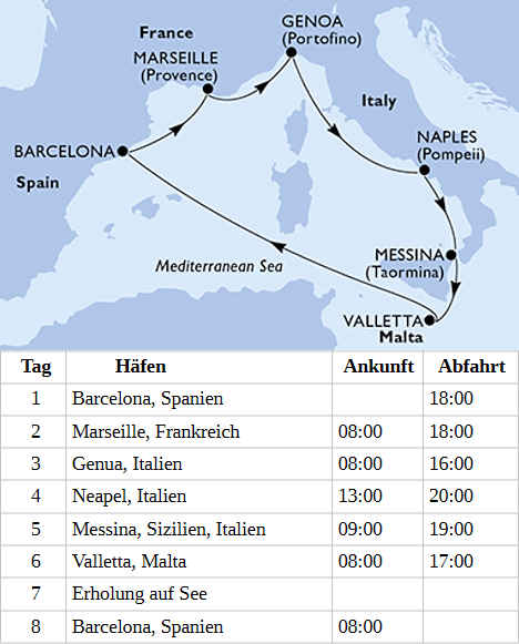 Mittelmeer ab Barcelona, MSC World Asia von April 2027 bis Oktober 2027