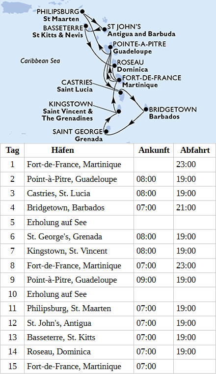 MSC World Europa vom 20.03.2027 bis 03.04.2027, MSC World Europa - Karibik und Antillen ab Fort-de-France