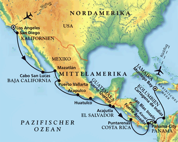 Von Los Angeles nach Panama und in die Karibik, Kreuzfahrt MS Amadea 04.04.2027 - 26.04.2027