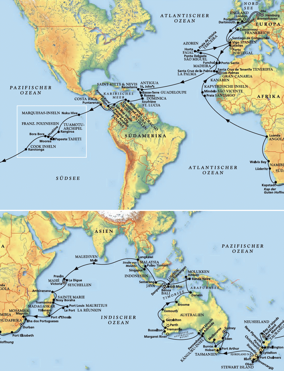Einmal um die ganze Welt mit MS Amadea, MS Amadea 19.12.2027 bis 24.06.2028, MS Amadea Weltreise 2027/2028