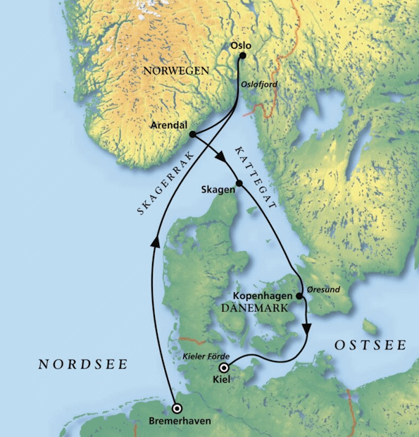 Rund um D&auml;nemark zur Kieler Woche, Kreuzfahrt MS Amadea 21.06.2027 - 28.06.2027