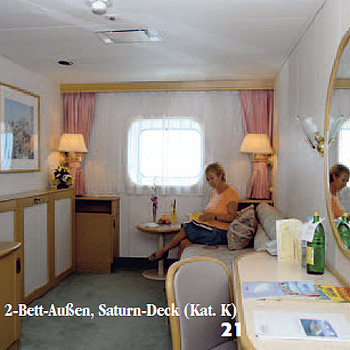 MS Amadea 2-Bett-Außenkabine, Saturn-Deck (Kategorie K)