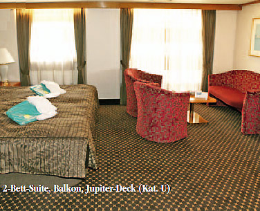 MS Amadea 2-Bett-Suite mit Balkon, Jupiter-Deck (Kategorie U)