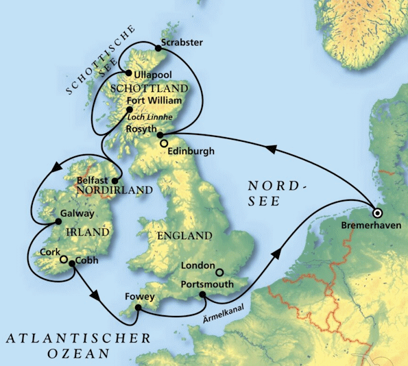 MS Amera - Sommert&ouml;rn rund um die Britischen Inseln, Kreuzfahrt MS Amera 03.07.2027 bis 16.07.2027