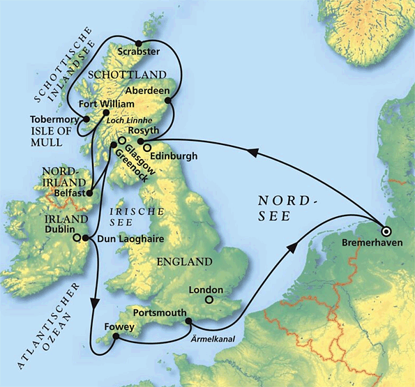 MS Amera - Das Beste Britanniens mit MS Amera, Kreuzfahrt MS Amera 09.07.2026 - 23.07.2026