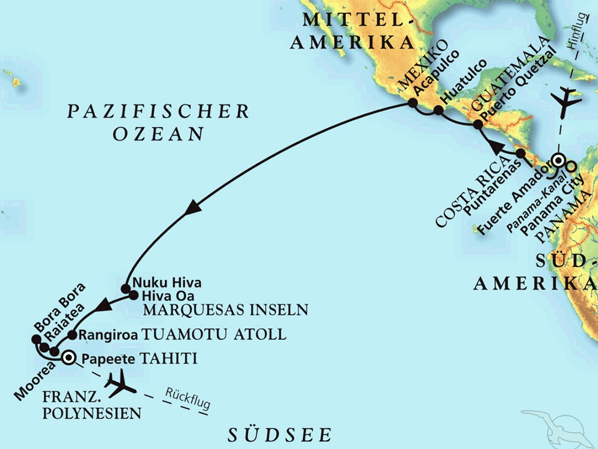 MS Amera - Von Panama bis nach Polynesien, Kreuzfahrt MS Amera 12.01.2026 bis 05.02.2026
